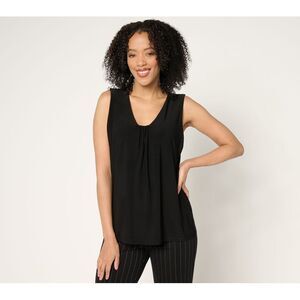 Dennis Basso Women's Top Sz M Draped Front Sleeveless Black A681172